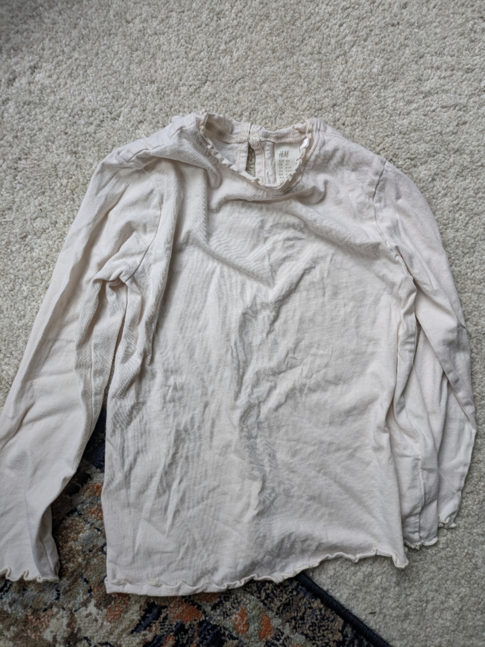 H&M Off White Girls' Long Sleeve Crew Top